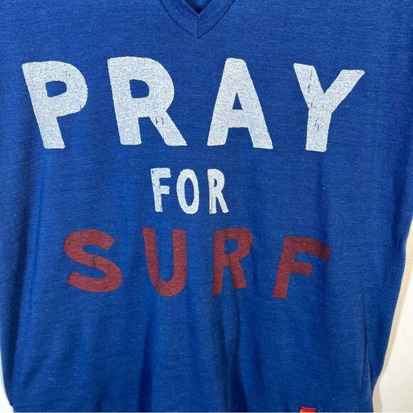 Aviator Nation Unisex Men and Women Size XL Blue Pray for Surf V-Neck T-Shirt - Picture 3 of 8